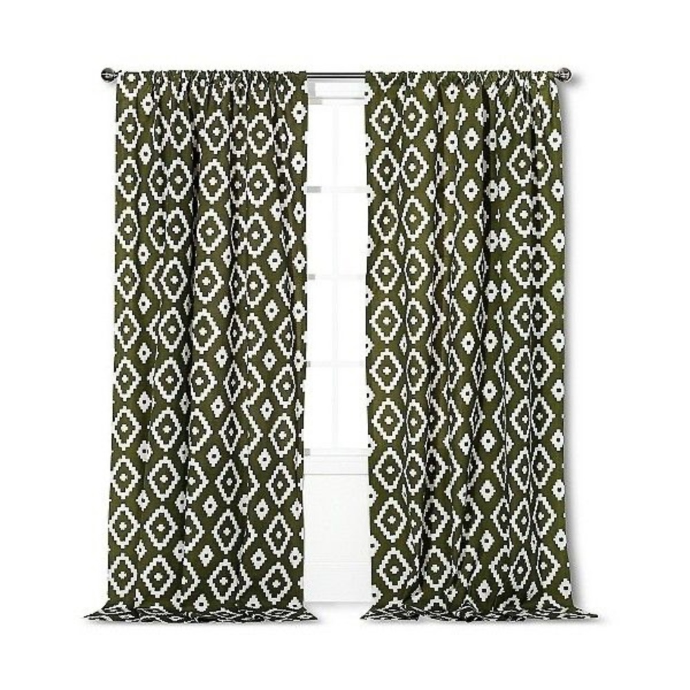 Threshold Olive Green Southwest Curtains (8 Panels), Boho Curtains